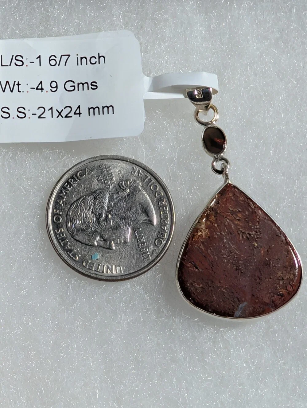 Red Moss Agate And Chalama Black Opal Pendant, 925 Sterling Silver